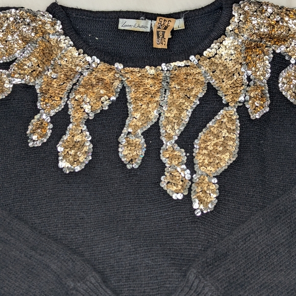 Sequin & Angora Vintage Long Sweater Laura Winston Party Holiday Glam - Picture 5 of 10